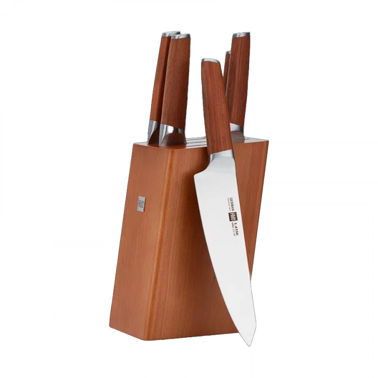 Набор кухонных ножей Xiaomi HuoHou Molybdenum Vanadium Steel Kitchen Knife Set Brown (HU0158)