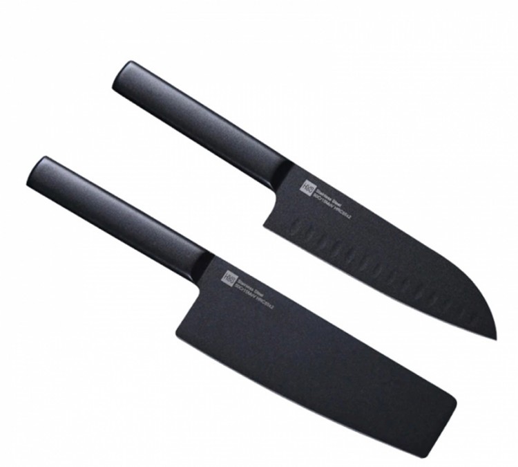 Набор кухонных ножей Xiaomi Huo Hou 2 in 1 Steel Knife Set Black