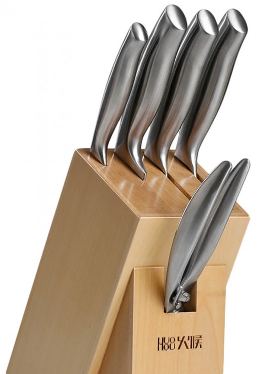 Набор кухонных ножей Xiaomi Huo Hou 6 in 1 Steel Knife Set Silver
